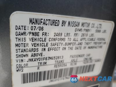 Zdjęcie 12 z 12 samochodu: 2007 INFINITI M35 BASE VIN:JNKAY01F67M452813 - miniatura