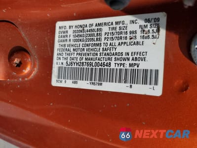 Zdjęcie 15 z 15 samochodu: 2009 HONDA ELEMENT EX VIN:5J6YH28769L004648 - miniatura
