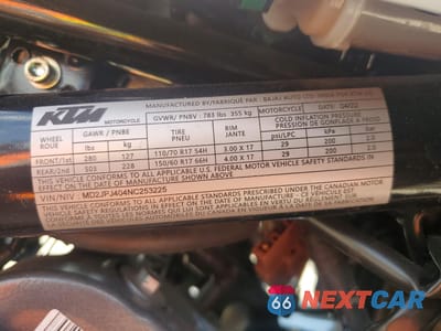 Zdjęcie 9 z 10 samochodu: 2022 KTM 390 DUKE VIN:MD2JPJ404NC253225 - miniatura