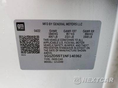 Zdjęcie 12 z 14 samochodu: 2022 CHEVROLET MALIBU LT VIN:1G1ZD5ST1NF140362 - miniatura
