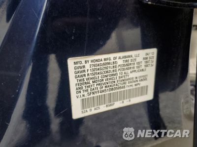 Zdjęcie 13 z 13 samochodu: 2013 HONDA PILOT EXL VIN:5FNYF4H51DB059946 - miniatura