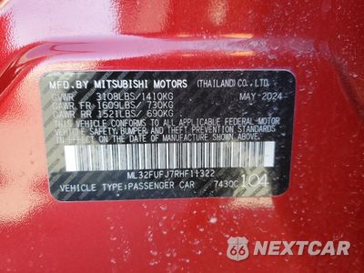 Zdjęcie 13 z 14 samochodu: 2024 MITSUBISHI MIRAGE G4 ES VIN:ML32FUFJ7RHF11322 - miniatura