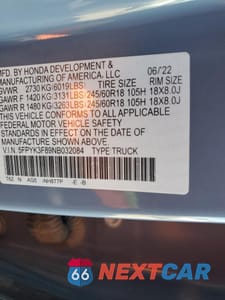 Zdjęcie 12 z 12 samochodu: 2022 HONDA RIDGELINE BLACK EDITION VIN:5FPYK3F89NB032084 - miniatura