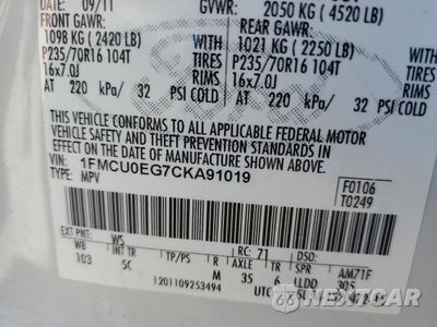 Zdjęcie 13 z 13 samochodu: 2012 FORD ESCAPE LIMITED VIN:1FMCU0EG7CKA91019 - miniatura