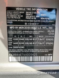 Zdjęcie 13 z 13 samochodu: 2006 MERCEDES-BENZ ML 350 VIN:4JGBB86E76A005425 - miniatura