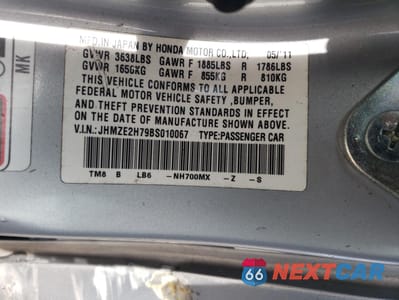 Zdjęcie 14 z 14 samochodu: 2011 HONDA INSIGHT EX VIN:JHMZE2H79BS010067 - miniatura