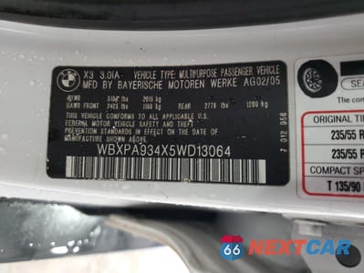 Zdjęcie 13 z 13 samochodu: 2005 BMW X3 3.0I VIN:WBXPA934X5WD13064 - miniatura