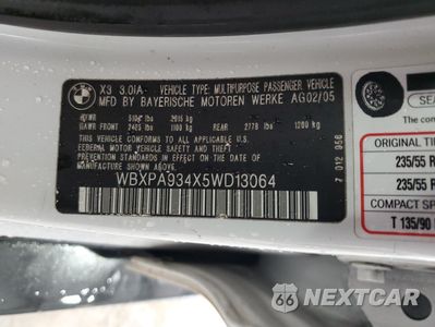 Zdjęcie 13 z 13 samochodu: 2005 BMW X3 3.0I VIN:WBXPA934X5WD13064 - miniatura