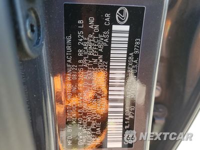 Zdjęcie 12 z 13 samochodu: 2022 LEXUS ES 300H BASE VIN:58ADA1C17NU026222 - miniatura
