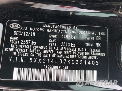 Zdjęcie 12 z 12 samochodu: 2019 KIA OPTIMA LX VIN:5XXGT4L37KG331405 - miniatura