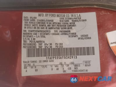 Zdjęcie 12 z 12 samochodu: 2000 FORD TAURUS SES VIN:1FAFP55S6YG242913 - miniatura