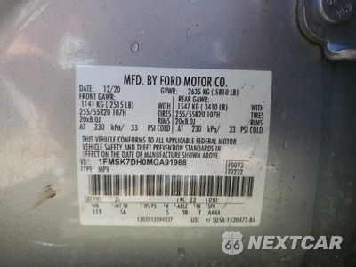 Zdjęcie 13 z 16 samochodu: 2021 FORD EXPLORER XLT VIN:1FMSK7DH0MGA91968 - miniatura
