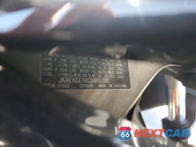 Zdjęcie 9 z 9 samochodu: 2012 KAWASAKI EX650 EC VIN:JKAEXEE18CDA05280 - miniatura