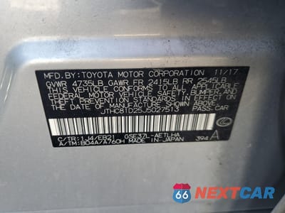 Zdjęcie 14 z 14 samochodu: 2018 LEXUS IS 300 VIN:JTHC81D25J5027513 - miniatura