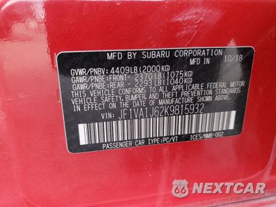 Zdjęcie 14 z 14 samochodu: 2019 SUBARU WRX LIMITED VIN:JF1VA1J62K9815932 - miniatura
