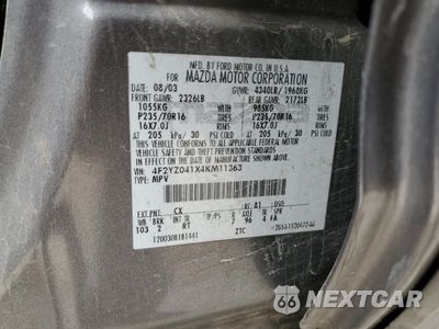 Zdjęcie 13 z 13 samochodu: 2004 MAZDA TRIBUTE LX VIN:4F2YZ041X4KM11363 - miniatura