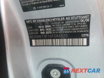 Zdjęcie 12 z 12 samochodu: 2006 MERCEDES-BENZ SLK 55 AMG VIN:WDBWK73F16F084525 - miniatura