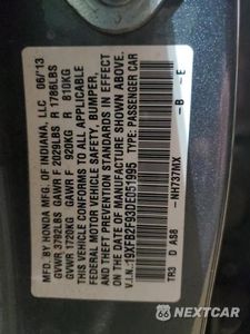 Zdjęcie 22 z 23 samochodu: 2013 HONDA CIVIC EXL VIN:19XFB2F93DE051995 - miniatura