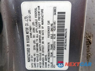 Zdjęcie 13 z 13 samochodu: 2007 NISSAN 350Z ROADSTER VIN:JN1BZ36A47M655476 - miniatura