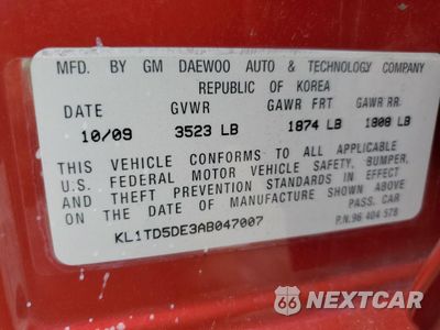 Zdjęcie 12 z 12 samochodu: 2010 CHEVROLET AVEO LS VIN:KL1TD5DE3AB047007 - miniatura