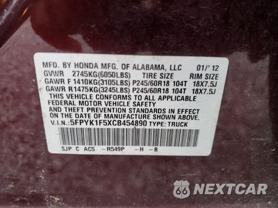 Zdjęcie 14 z 14 samochodu: 2012 HONDA RIDGELINE RTL VIN:5FPYK1F5XCB454890 - miniatura