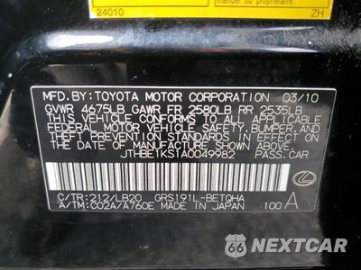 Zdjęcie 12 z 12 samochodu: 2010 LEXUS GS 350 VIN:JTHBE1KS1A0049982 - miniatura