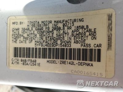 Zdjęcie 15 z 15 samochodu: 2013 TOYOTA COROLLA BASE VIN:5YFBU4EE9DP154033 - miniatura