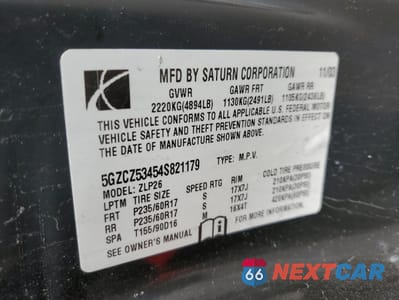Zdjęcie 13 z 13 samochodu: 2004 SATURN VUE VIN:5GZCZ53454S821179 - miniatura
