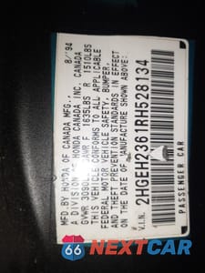 Zdjęcie 12 z 12 samochodu: 1994 HONDA CIVIC DX VIN:2HGEH2361RH528134 - miniatura