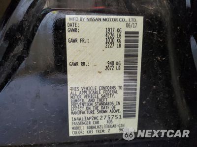Zdjęcie 12 z 13 samochodu: 2017 NISSAN ALTIMA 2.5 VIN:1N4AL3AP2HC275751 - miniatura