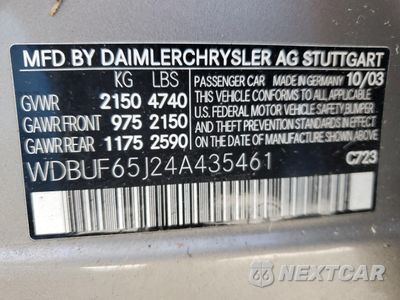 Zdjęcie 12 z 12 samochodu: 2004 MERCEDES-BENZ E 320 VIN:WDBUF65J24A435461 - miniatura