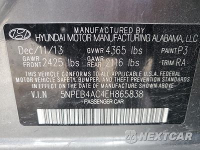 Zdjęcie 14 z 14 samochodu: 2014 HYUNDAI SONATA GLS VIN:5NPEB4AC4EH865838 - miniatura