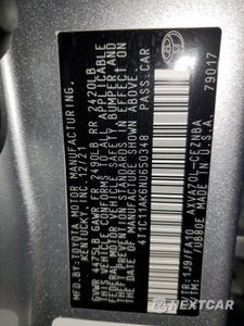 Zdjęcie 12 z 12 samochodu: 2022 TOYOTA CAMRY LE VIN:4T1C11AK6NV650348 - miniatura
