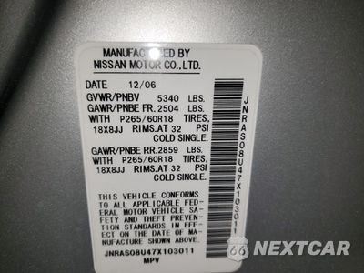 Zdjęcie 13 z 13 samochodu: 2007 INFINITI FX35 VIN:JNRAS08U47X103011 - miniatura