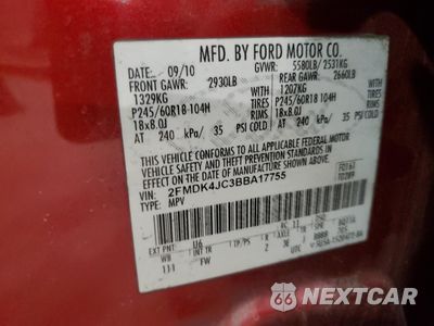 Zdjęcie 14 z 14 samochodu: 2011 FORD EDGE SEL VIN:2FMDK4JC3BBA17755 - miniatura