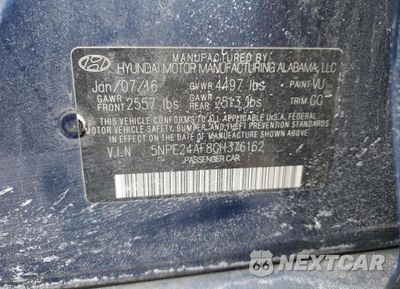 Zdjęcie 10 z 10 samochodu: 2016 HYUNDAI SONATA SE VIN:5NPE24AF8GH376162 - miniatura
