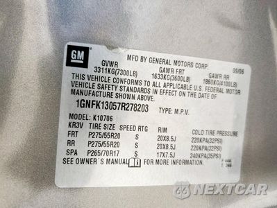 Zdjęcie 15 z 15 samochodu: 2007 CHEVROLET TAHOE K1500 VIN:1GNFK13057R278203 - miniatura