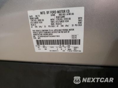 Zdjęcie 15 z 15 samochodu: 2016 FORD EXPLORER XLT VIN:1FM5K8D87GGA61163 - miniatura