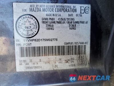 Zdjęcie 13 z 13 samochodu: 2007 MAZDA 6 S VIN:1YVHP82D175M02775 - miniatura