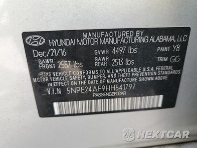 Zdjęcie 14 z 15 samochodu: 2017 HYUNDAI SONATA SE VIN:5NPE24AF9HH541797 - miniatura