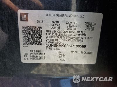 Zdjęcie 15 z 15 samochodu: 2019 CHEVROLET SUBURBAN K1500 LT VIN:1GNSKHKC3KR188589 - miniatura