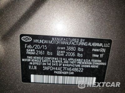 Zdjęcie 12 z 12 samochodu: 2015 HYUNDAI ELANTRA SE VIN:5NPDH4AE7FH648622 - miniatura