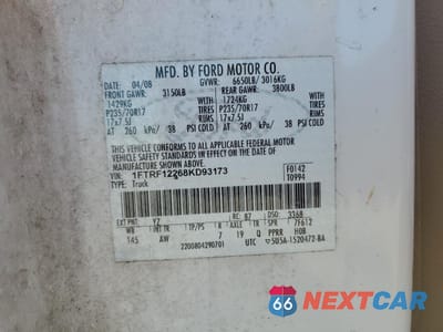Zdjęcie 12 z 12 samochodu: 2008 FORD F150 VIN:1FTRF12268KD93173 - miniatura