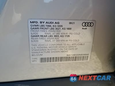 Zdjęcie 14 z 16 samochodu: 2022 AUDI E-TRON SPORTBACK PREMIUM VIN:WA11ABGE9NB006948 - miniatura