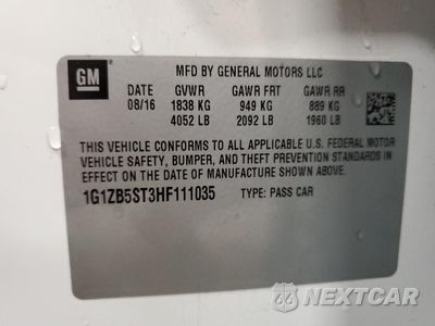 Zdjęcie 14 z 15 samochodu: 2017 CHEVROLET MALIBU LS VIN:1G1ZB5ST3HF111035 - miniatura