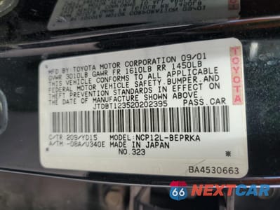 Zdjęcie 12 z 12 samochodu: 2002 TOYOTA ECHO VIN:JTDBT123520202395 - miniatura