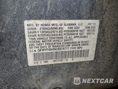 Zdjęcie 15 z 15 samochodu: 2012 HONDA PILOT EX VIN:5FNYF4H45CB014711 - miniatura