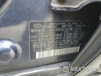 Zdjęcie 13 z 13 samochodu: 2006 HYUNDAI SANTA FE GLS VIN:KM8SC73E66U092907 - miniatura