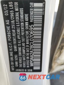 Zdjęcie 14 z 14 samochodu: 2012 PORSCHE PANAMERA 2 VIN:WP0AA2A78CL070695 - miniatura