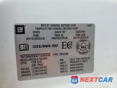 Zdjęcie 14 z 14 samochodu: 2007 GMC SAVANA G2500 VIN:1GTGG25V371206332 - miniatura